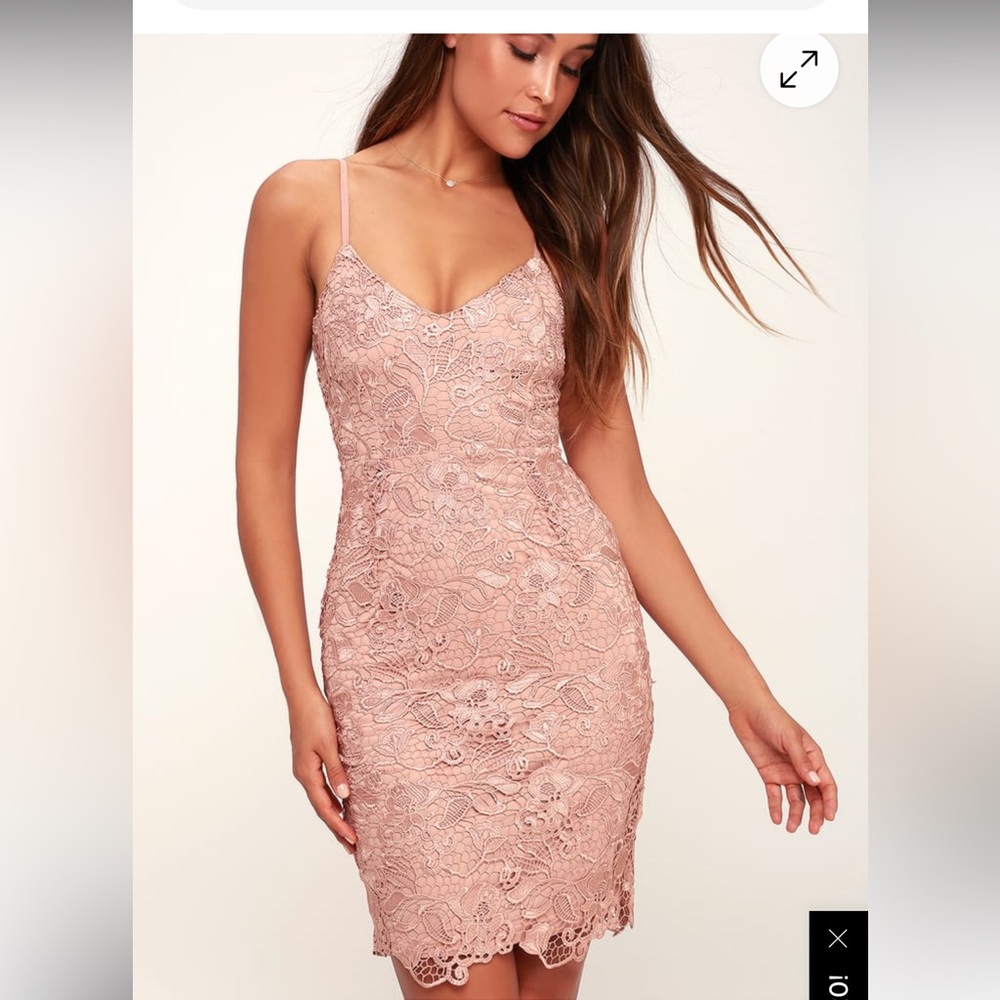 Lulus Back to You Nude Lace Bodycon Dress